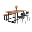 Ver imagem 2 de Conjunto Mesa de Jantar Rústica e Bbanco de Madeira Maciça com Cadeiras Mona