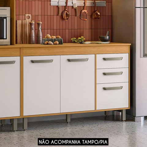 Balcão de Cozinha para Pia 120cm Emily Freijó/off Acetinado Z44 - Mpozenato