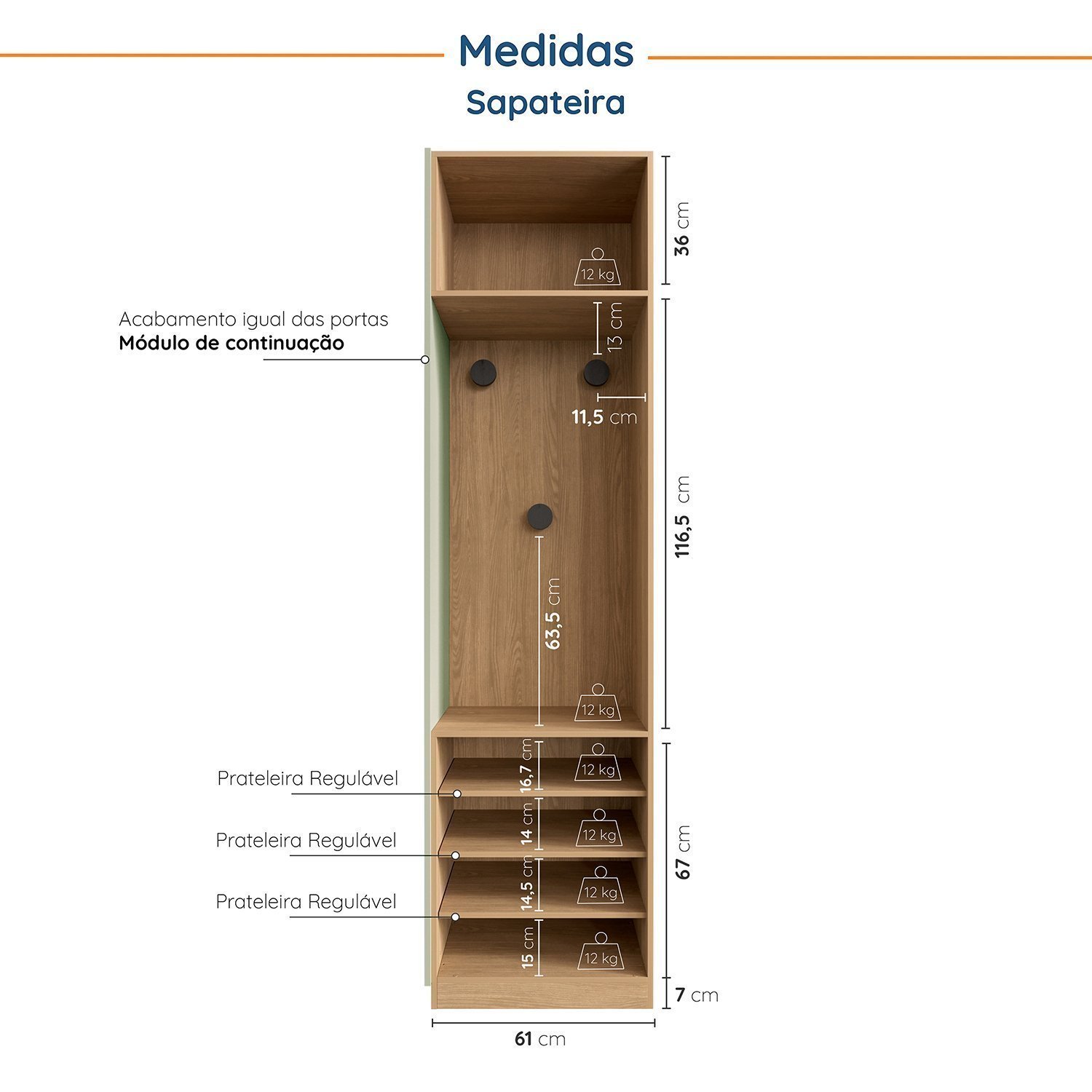 Conjunto Modulado Joy 2 Peças Nicho com 2 Gavetas e Sapateira Cabecasa Madeiramadeira - 6