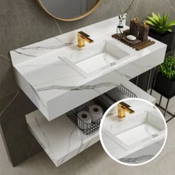 Bancada Porcelanato Banheiro com Pia Romã 80cm Branca Darabas - 2