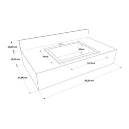 Bancada Porcelanato Banheiro com Pia Romã 80cm Branca Darabas - 3