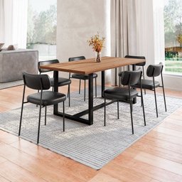 Conjunto Mesa de Jantar Rústica de Madeira Maciça com Cadeiras Mona - 1