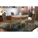Ver imagem 1 de Conjunto: Mesa Sala Jantar Londrina C/ Tampo Madeirado C/ Vidro Canto Curvo 120x80cm e 4 Cadeiras