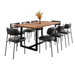 Conjunto Mesa de Jantar Rústica de Madeira Maciça com 8 Cadeiras Mona - 2