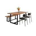 Ver imagem 2 de Conjunto Mesa de Jantar Rústica e Banco de Madeira Maciça com Cadeiras Mona Marrom