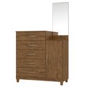 Ver imagem 1 de Cômoda 5 Gavetas e 1 Porta com Espelho Lisboa Castanho Wood 937331 Moval