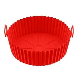 Forma Para Air Fryer De Silicone Reutilizável Antiaderente Forro 20 CM:CINZA - 4