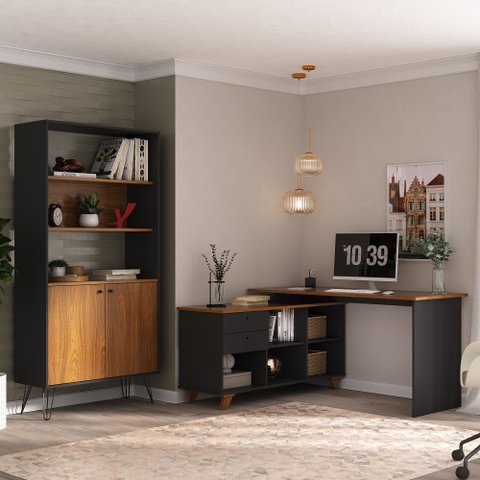 Conjunto Home Office: Escrivaninha 6142 e Estante 6195