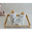 Ver imagem 1 de Kit Higiene Porcelana Bebê + Bandeja Pérola - Provençal Dourado