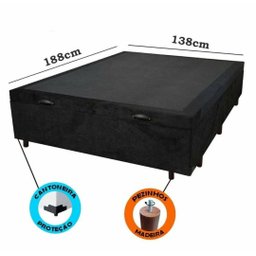 Base Box Baú Casal em Corino Preto com Pistão a Gás - 41x138x188cm - 4