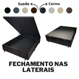 Base Box Baú Casal em Corino Preto com Pistão a Gás - 41x138x188cm - 3
