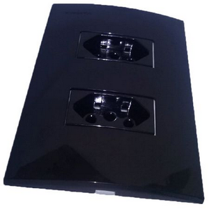 Conjunto 4x2 Linha Ebony Sleek Alto Brilho Margirius 4x2" 2 Tomadas 2p+t 20a Separadas