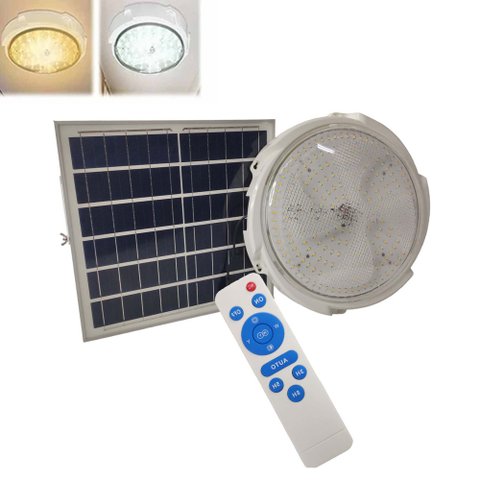Luminaria Solar Kit 4 Unid 300w Sobrepor Potente Controle Luz Garagem 3 Cores Led Iluminação Casa Va
