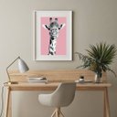 Ver imagem 2 de Quadro Girafa Fundo Rosa - 60x48cm:madeira Branca