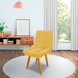 Cadeira de Jantar Eames Estofada Suede Amarelo - Montanaris Decor MD MONTANARIS DECOR - 2 Cadeira de Jantar Eames Estofada Suede Amarelo - Montanaris Decor MD MONTANARIS DECOR - 2