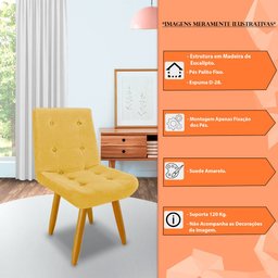 Cadeira de Jantar Eames Estofada Suede Amarelo - Montanaris Decor MD MONTANARIS DECOR - 7 Cadeira de Jantar Eames Estofada Suede Amarelo - Montanaris Decor MD MONTANARIS DECOR - 7