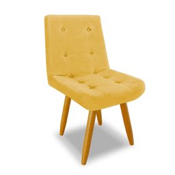 Cadeira de Jantar Eames Estofada Suede Amarelo - Montanaris Decor MD MONTANARIS DECOR - 1 Cadeira de Jantar Eames Estofada Suede Amarelo - Montanaris Decor MD MONTANARIS DECOR - 1