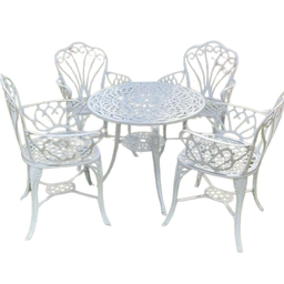 Conjunto de Jardim Fortaleza Mesa 4 Cadeiras Aluminio Fundido e Ombrelone - 4