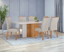 Ver imagem 7 de Conjunto Sala de Jantar Mesa Astrid 170 Tampo Vidro Maxi Off com 6 Cadeiras Rayla - Lopas Amendoa Cl