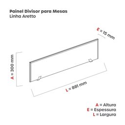 Painel Divisor para Mesas de Escritório 881x300mm M900at - 3