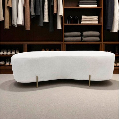 Puff Decorativo Orgânico Alana Bouclé Marfim