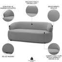 Ver imagem 3 de Sofá 3 Lugares Living Orgânico Sala de Estar 170cm Conka F05 Bouclê Cinza - Mpozenato