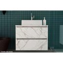 Ver imagem 1 de Conjunto de Banheiro Balcão Suspenso Bn3607 C/ Cuba Pia Bn3600 60cm Cor Mármore Branco - Tecno