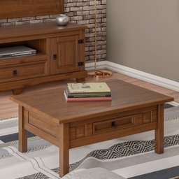 Mesa de Centro 1 Gaveta para Sala de Estar 100% Madeira Maciça Imperial Imbuia Fosco - 6