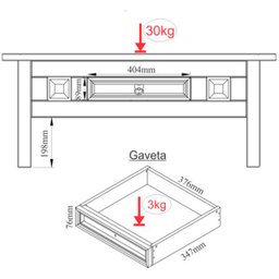 Mesa de Centro 1 Gaveta para Sala de Estar 100% Madeira Maciça Imperial Imbuia Fosco - 3