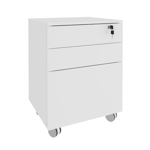 Gaveteiro Arquivo com Chave e Rodízio Me4148 Branco Tecnomobili