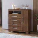 Ver imagem 1 de Cômoda para Quarto Sapateira 1 Porta 4 Gavetas Nicho Itapema Marrom/Malbec