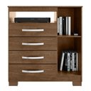 Ver imagem 4 de Cômoda para Quarto Sapateira 1 Porta 4 Gavetas Nicho Itapema Marrom/Malbec