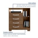 Ver imagem 7 de Cômoda para Quarto Sapateira 1 Porta 4 Gavetas Nicho Itapema Marrom/Malbec