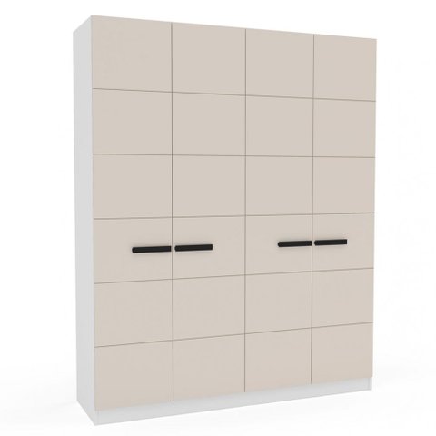 Roupeiro de 4 Portas e 4 Gavetas Lisboa Branco e Creme Politorno
