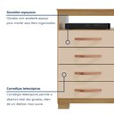 Ver imagem 6 de Cômoda para Quarto Sapateira 1 Porta 4 Gavetas Nicho Itapema Bege/Carvalho Americano/Off White
