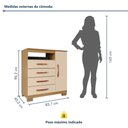 Ver imagem 3 de Cômoda para Quarto Sapateira 1 Porta 4 Gavetas Nicho Itapema Bege/Carvalho Americano/Off White