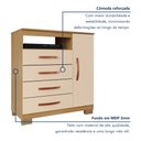 Ver mais imagens de Cômoda para Quarto Sapateira 1 Porta 4 Gavetas Nicho Itapema Bege/Carvalho Americano/Off White