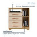 Ver imagem 7 de Cômoda para Quarto Sapateira 1 Porta 4 Gavetas Nicho Itapema Bege/Carvalho Americano/Off White