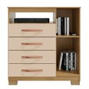 Ver imagem 4 de Cômoda para Quarto Sapateira 1 Porta 4 Gavetas Nicho Itapema Bege/Carvalho Americano/Off White