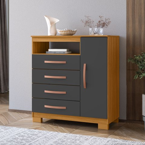 Cômoda Sapateira 1 Porta 4 Gavetas Itapema