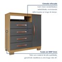 Ver mais imagens de Cômoda para Quarto Sapateira 1 Porta 4 Gavetas Nicho Itapema Cinza/Carvalho Americano/Grafite