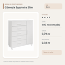 Ver imagem 3 de Cômoda Sapateira Slim 5 Gavetas e 1 Porta Branco Formimóveis
