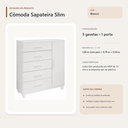 Ver imagem 4 de Cômoda Sapateira Slim 5 Gavetas e 1 Porta Branco Formimóveis