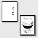 Ver imagem 1 de Kit 2 Quadros Banheiro - Relax 24x18cm - com Vidro:moldura Preta