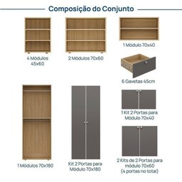 Guarda Roupa 8 Módulos 10 Portas 6 Gavetas Frame Cabecasa MadeiraMadeira   - 3