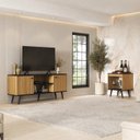 Ver imagem 1 de Conjunto Sala de Estar Tóquio 2 Peças, Rack para TV e Mesa Apoio Cor Lamina Mel / Preto C00D1350MA