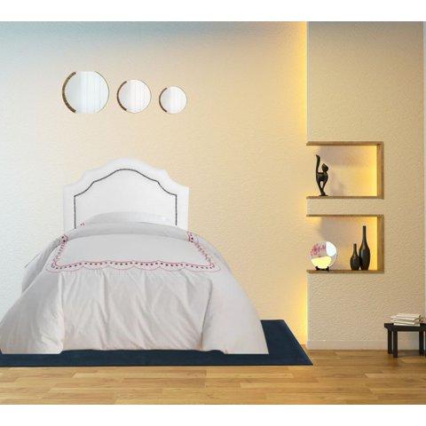 Cabeceira Cama Box Solteiro Provençal C Tachas Corino Branco