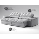 Ver imagem 5 de Sofá com Porta Copos e Carregador Usb Ret Rec Luke 2,90m Linho Soft Prata - Netsofas