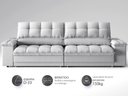 Ver imagem 4 de Sofá com Porta Copos e Carregador Usb Ret Rec Luke 2,90m Linho Soft Prata - Netsofas