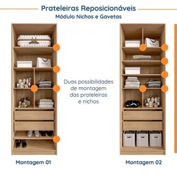 Conjunto Modulado Joy 3 Peças Cabideiros, Nicho com 2 Gavetas e Sapateira Cabecasa Madeiramadeira - 6